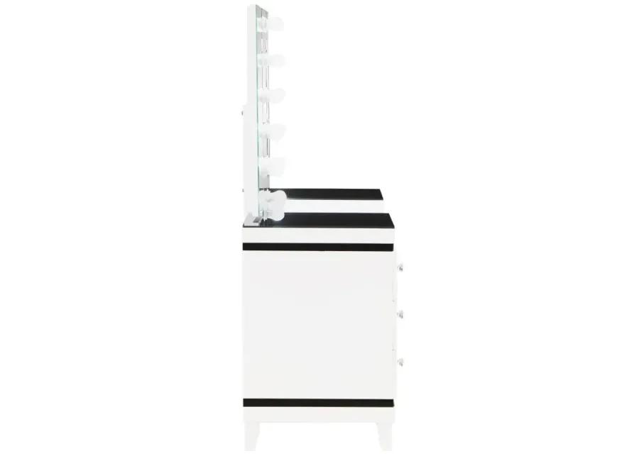 Talei - 6-Drawer Vanity Set With Hollywood Lighting - Black And White