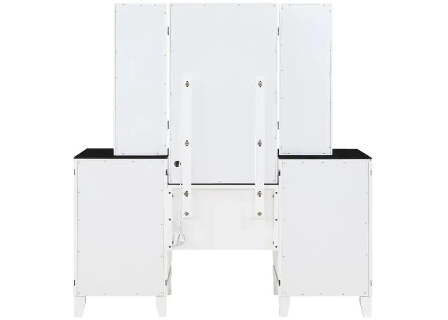 Talei - 6-Drawer Vanity Set With Hollywood Lighting - Black And White