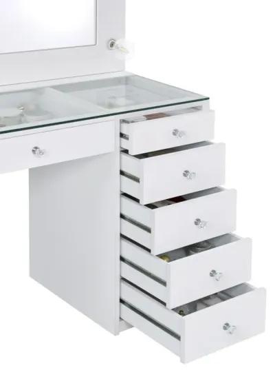 Acena - 7-Drawer Vanity Set With Lighting - White High Gloss