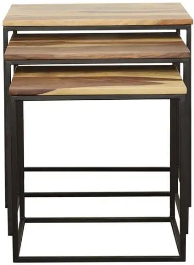 Belcourt - 3 Piece Square Nesting Tables - Natural And Black