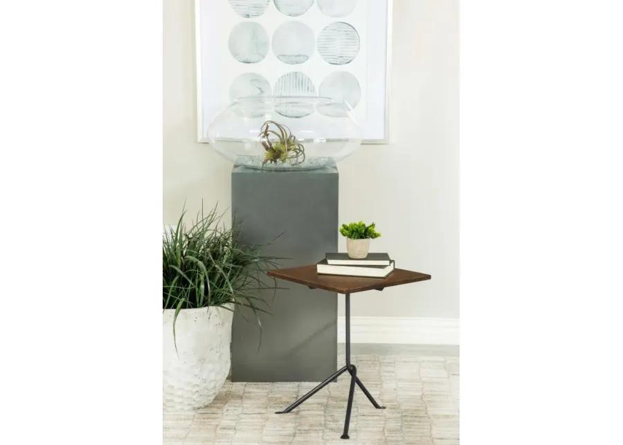 Heitor - Square Accent Table With Tripod Legs - Dark Brown And Gunmetal