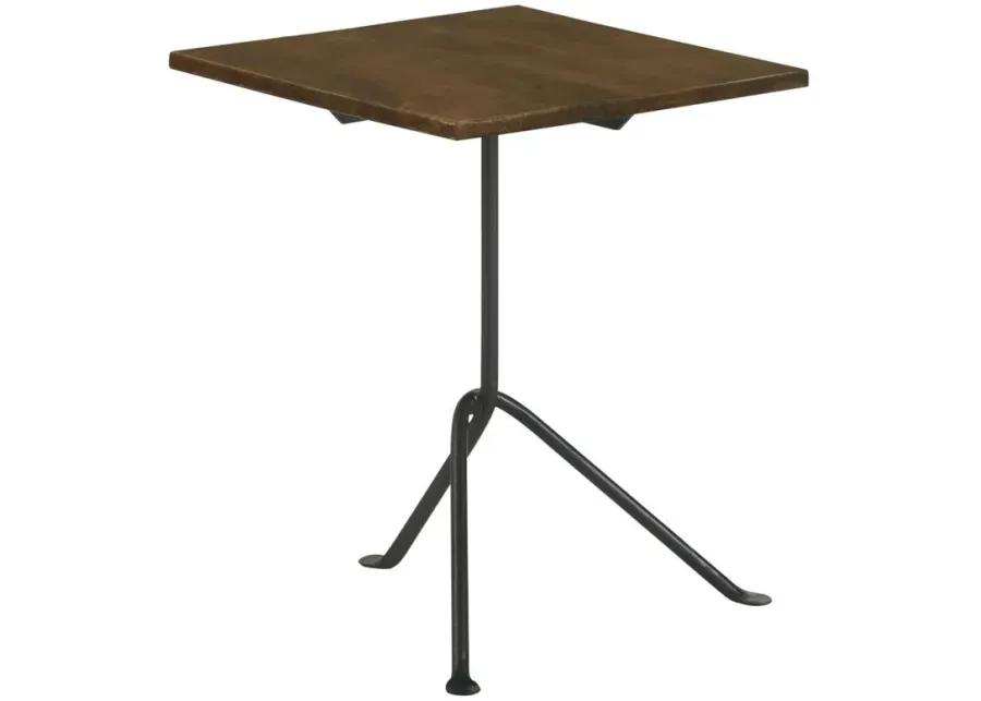 Heitor - Square Accent Table With Tripod Legs - Dark Brown And Gunmetal