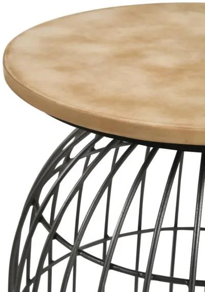 Bernardo - Round Wire Frame Side Table - Natural And Gunmetal