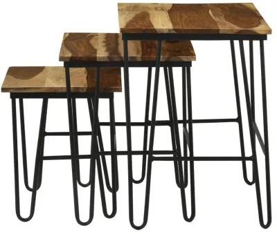 Nayeli - 3 Piece Solid Sheesham Wood Nesting Tables - Natural