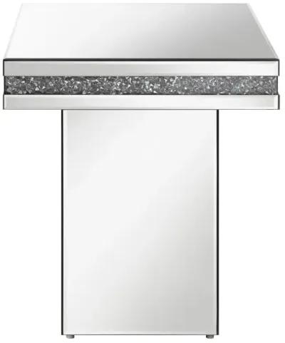 Elora - Square Mirrored Accent Side Table - Silver