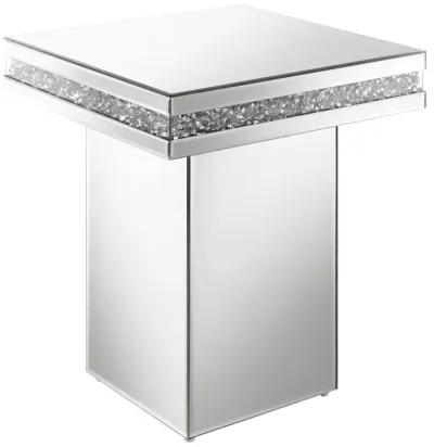 Elora - Square Mirrored Accent Side Table - Silver