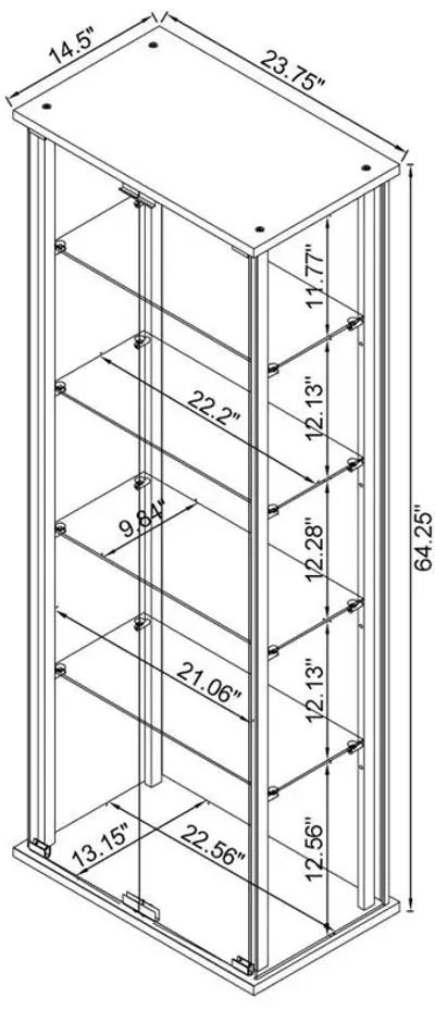 Delphinium - 5-Shelf Clear Glass Curio Display Cabinet - Black