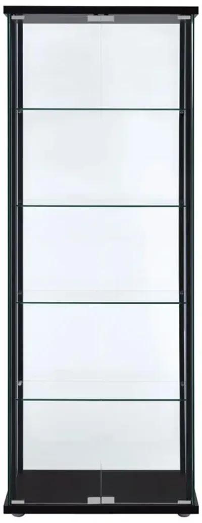 Delphinium - 5-Shelf Clear Glass Curio Display Cabinet - Black