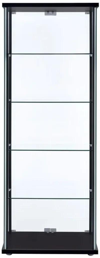 Delphinium - 5-Shelf Clear Glass Curio Display Cabinet - Black