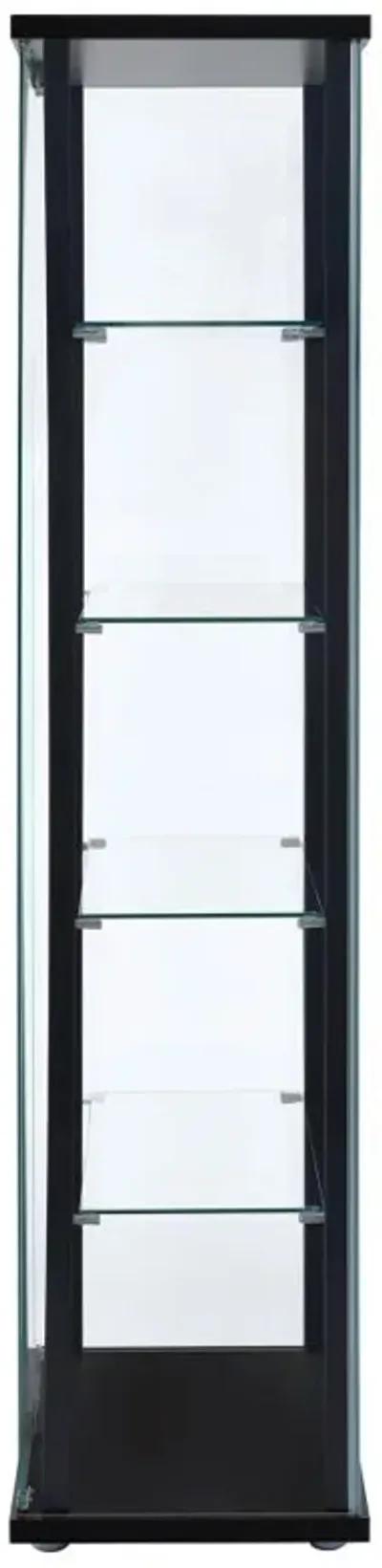 Delphinium - 5-Shelf Clear Glass Curio Display Cabinet - Black