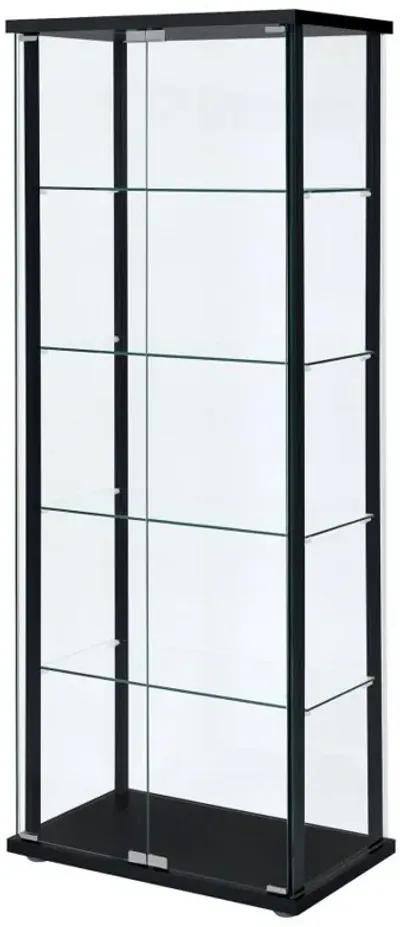 Delphinium - 5-Shelf Clear Glass Curio Display Cabinet - Black