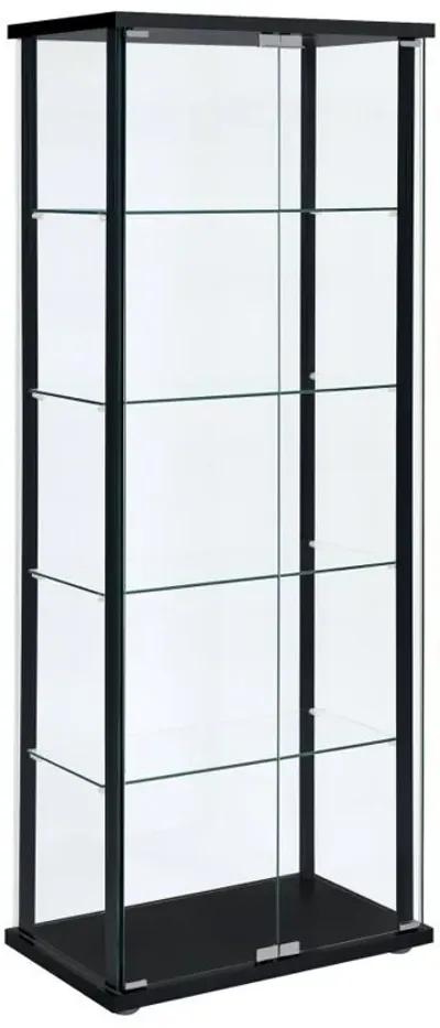 Delphinium - 5-Shelf Clear Glass Curio Display Cabinet - Black