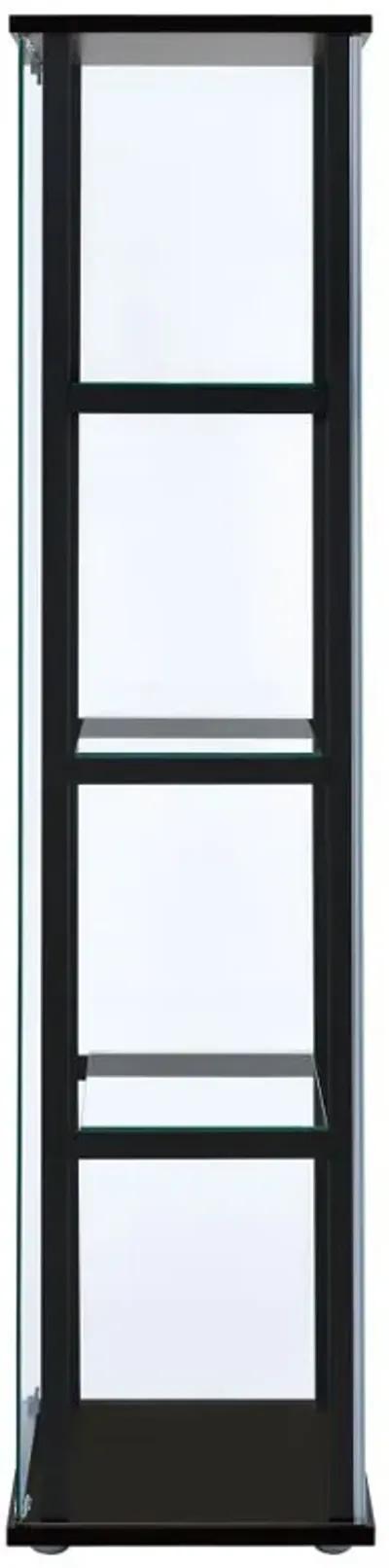 Cyclamen - 4-Shelf Clear Glass Curio Display Cabinet - Black