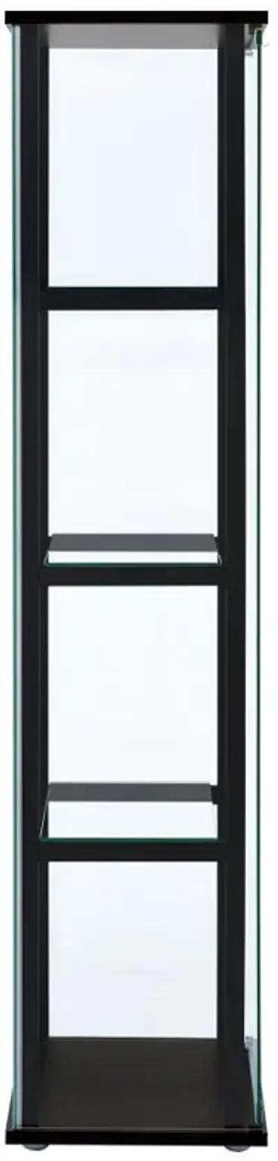 Cyclamen - 4-Shelf Clear Glass Curio Display Cabinet - Black