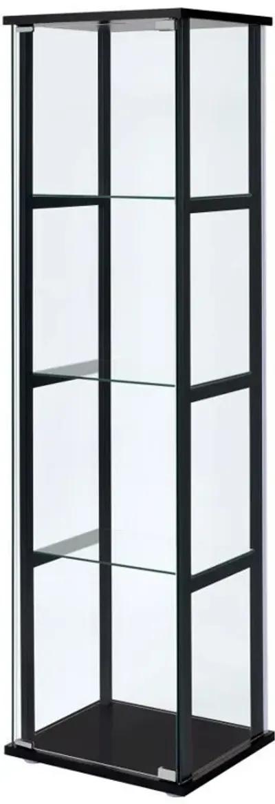 Cyclamen - 4-Shelf Clear Glass Curio Display Cabinet - Black