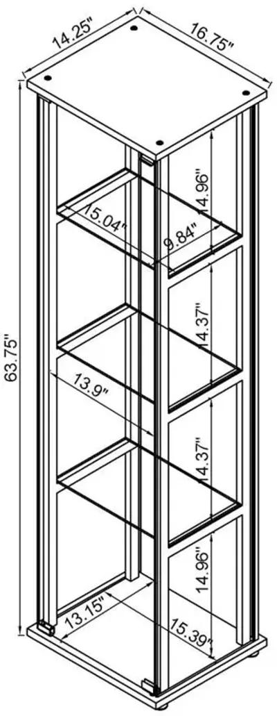 Cyclamen - 4-Shelf Clear Glass Curio Display Cabinet - Black