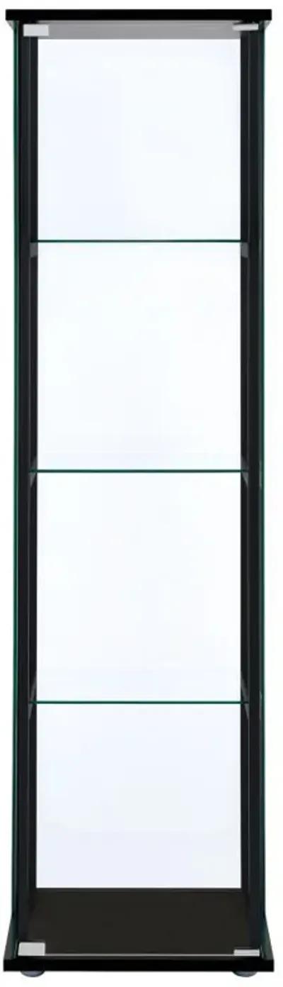 Cyclamen - 4-Shelf Clear Glass Curio Display Cabinet - Black