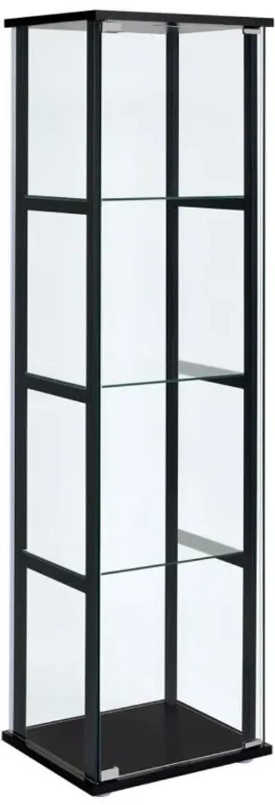 Cyclamen - 4-Shelf Clear Glass Curio Display Cabinet - Black