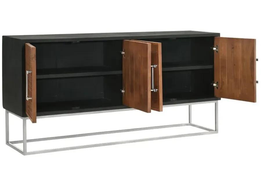 Borman - 4-Door Wooden Accent Cabinet - Walnut And Black