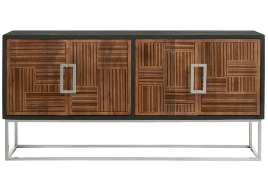 Borman - 4-Door Wooden Accent Cabinet - Walnut And Black