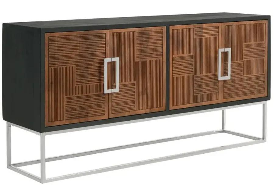 Borman - 4-Door Wooden Accent Cabinet - Walnut And Black