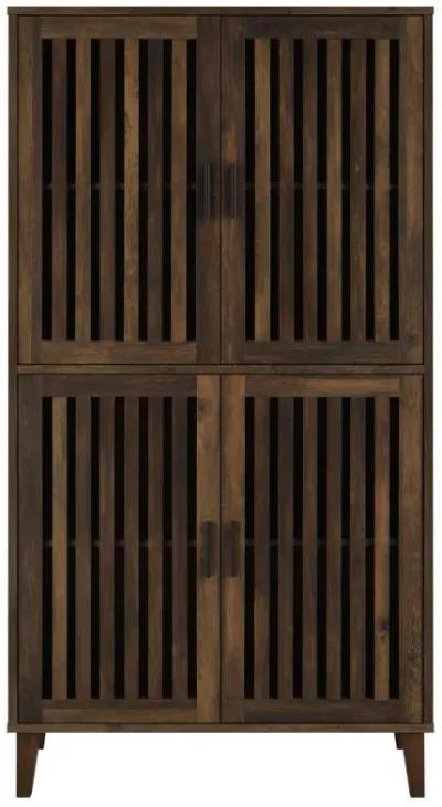 Elouise - 4 Door Engineered Wood Tall Accent Cabinet - Dark Pine