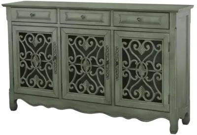 Madeline - 3-Drawer Scrollwork Accent Cabinet - Antique Green