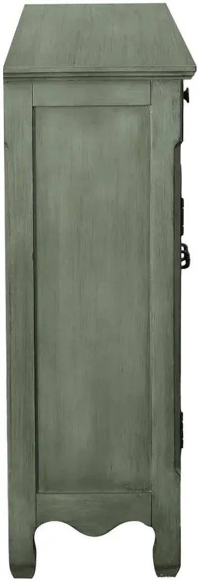 Madeline - 3-Drawer Scrollwork Accent Cabinet - Antique Green