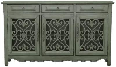 Madeline - 3-Drawer Scrollwork Accent Cabinet - Antique Green