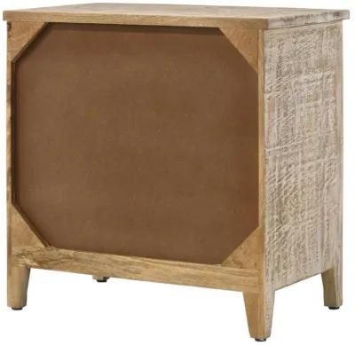 Mariska - 3-Drawer Wood Mandala Cabinet - Distressed White