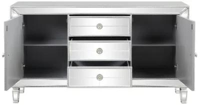 Leticia 3-Drawer Mirrored Storage Accent Cabinet - Silver