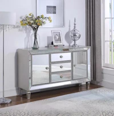 Leticia 3-Drawer Mirrored Storage Accent Cabinet - Silver