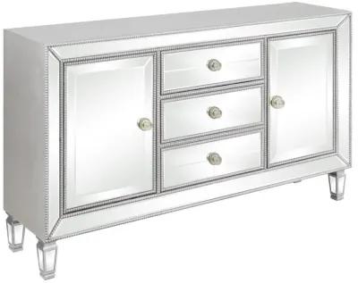 Leticia 3-Drawer Mirrored Storage Accent Cabinet - Silver