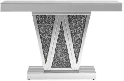 Crocus - Rectangular Mirrored Entryway Console Table - Silver