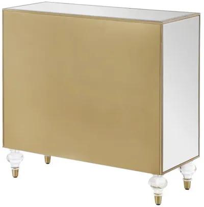 Astilbe - 2-Door Mirrored Accent Cabinet - Silver And Champagne