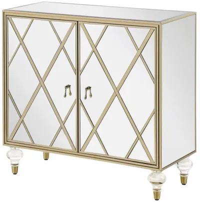 Astilbe - 2-Door Mirrored Accent Cabinet - Silver And Champagne