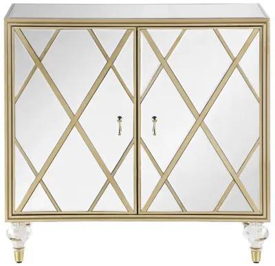 Astilbe - 2-Door Mirrored Accent Cabinet - Silver And Champagne