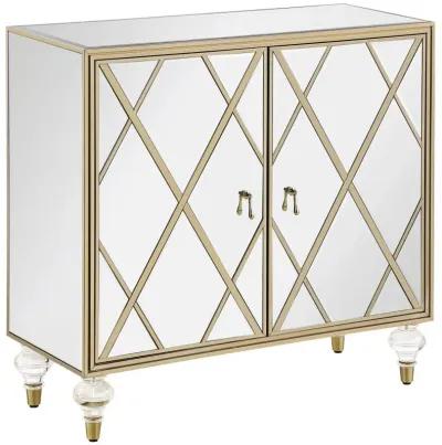 Astilbe - 2-Door Mirrored Accent Cabinet - Silver And Champagne