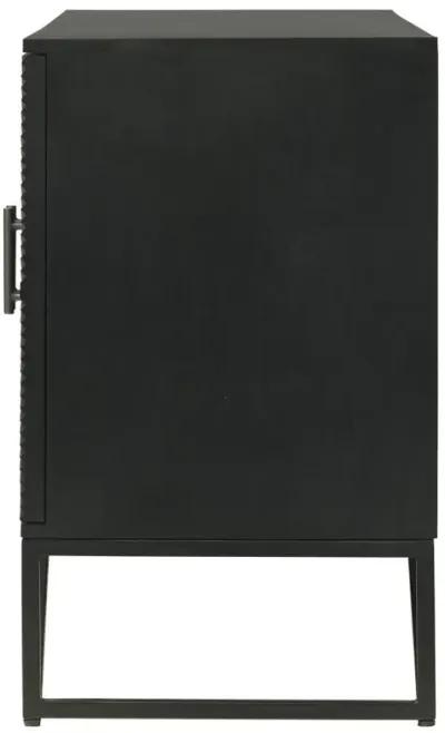 Riddell - 3 Door Wood Reeding Accent Cabinet - Matte Black