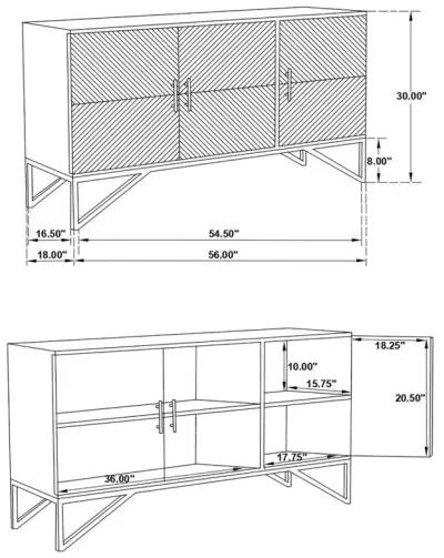 Riddell - 3 Door Wood Reeding Accent Cabinet - Matte Black