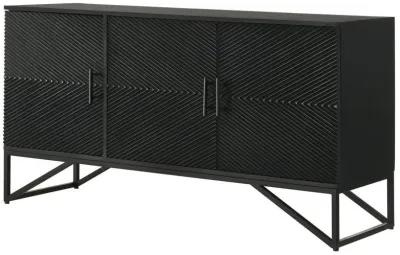 Riddell - 3 Door Wood Reeding Accent Cabinet - Matte Black