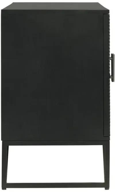 Riddell - 3 Door Wood Reeding Accent Cabinet - Matte Black