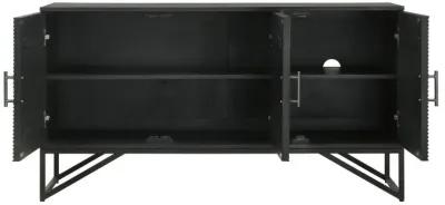 Riddell - 3 Door Wood Reeding Accent Cabinet - Matte Black