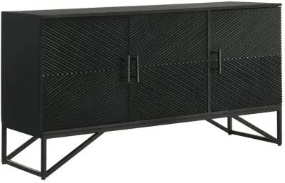 Riddell - 3 Door Wood Reeding Accent Cabinet - Matte Black