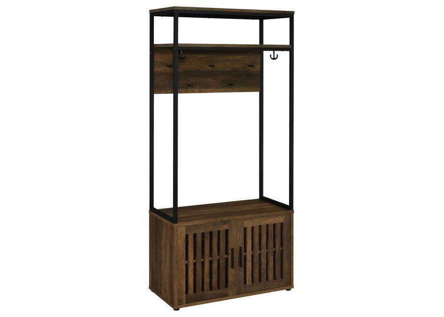 Quincy - 2-Door Engineered Wood Hall Tree - Dark Pine And Black