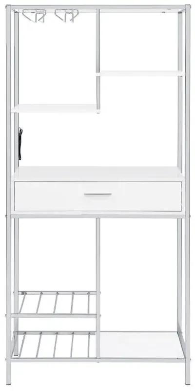 Figueroa - 5-Shelf Wine Storage Bar Cabinet - White High Gloss