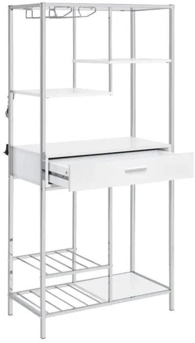 Figueroa - 5-Shelf Wine Storage Bar Cabinet - White High Gloss