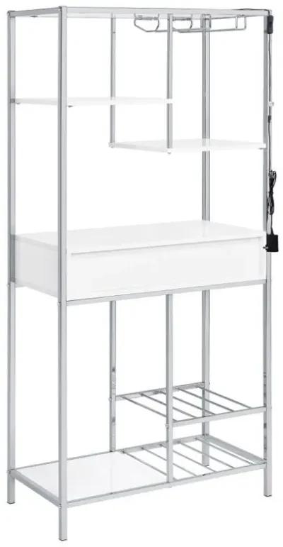 Figueroa - 5-Shelf Wine Storage Bar Cabinet - White High Gloss