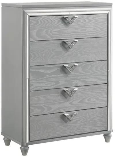 Veronica - 5-Drawer Bedroom Chest - Light Silver