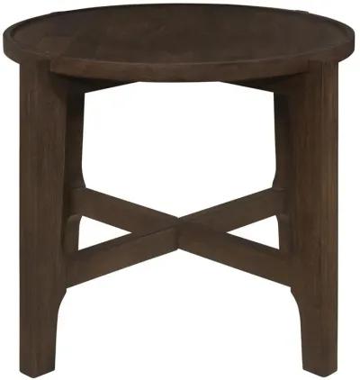 Cota - Round Solid Wood End Table - Dark Brown